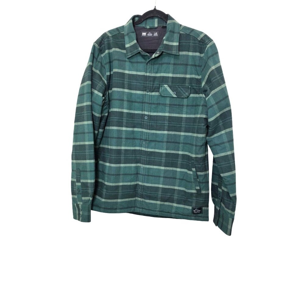 Helly Hansen Men's Lifa loft Insulated Green Plaid Flannel Shirt Jacket L/G
